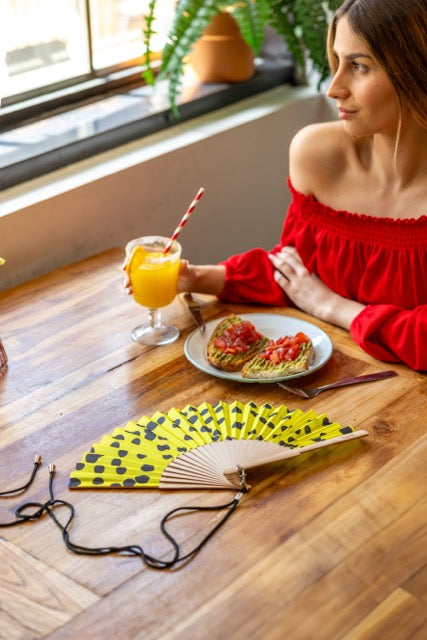 Yellow polka dot fan