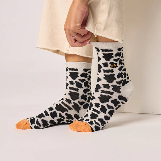 Calcetines de mujer con purpurina en algodón peinado liso