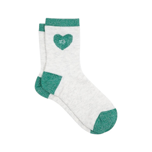 Heart White and Green Billybelt Socks