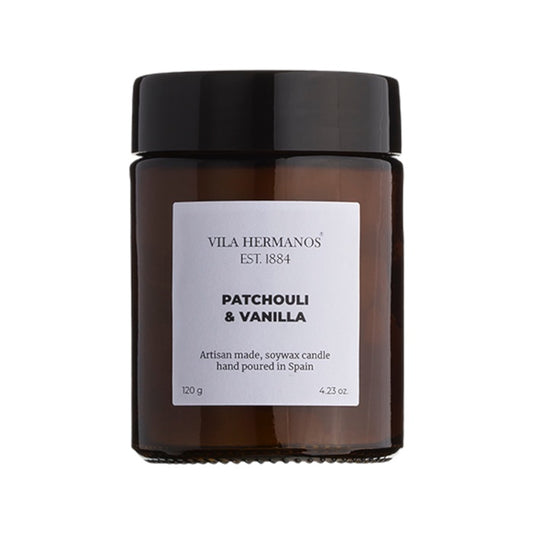 Soy wax candle with patchouli and vanilla