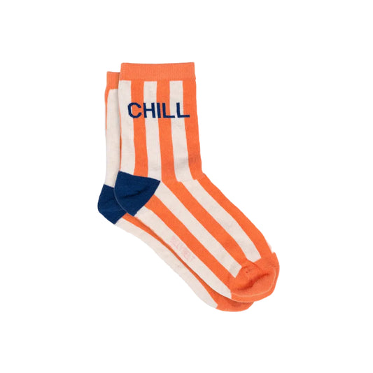 Calcetines de algodón peinado a rayas para mujer