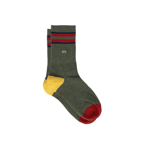 Khaki and red