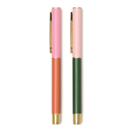 Set of two pens - Orange &amp; Emerald