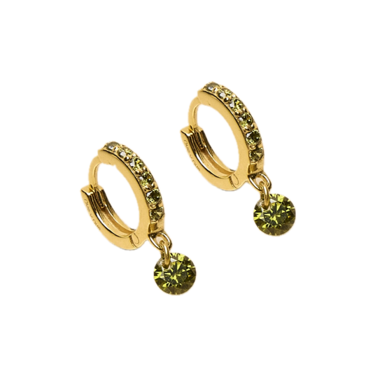 Mini hoop earrings goutte deau olive une a une