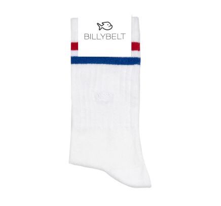 Retro Socks - White red and blue striped Billybelt