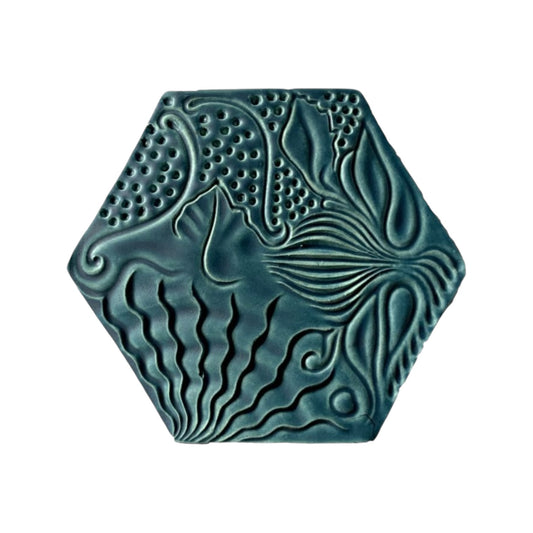 Barcelona Ceramic Tile Coaster Panot Green by Bornisimo