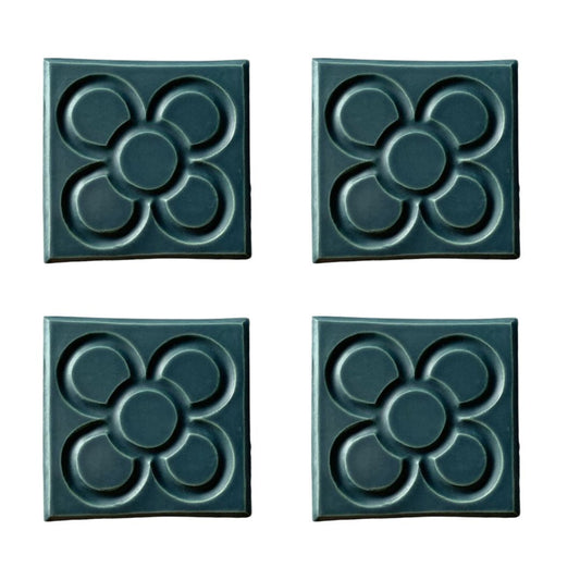 Barcelona Tile Coaster Set Flor All Green by Bornisimo