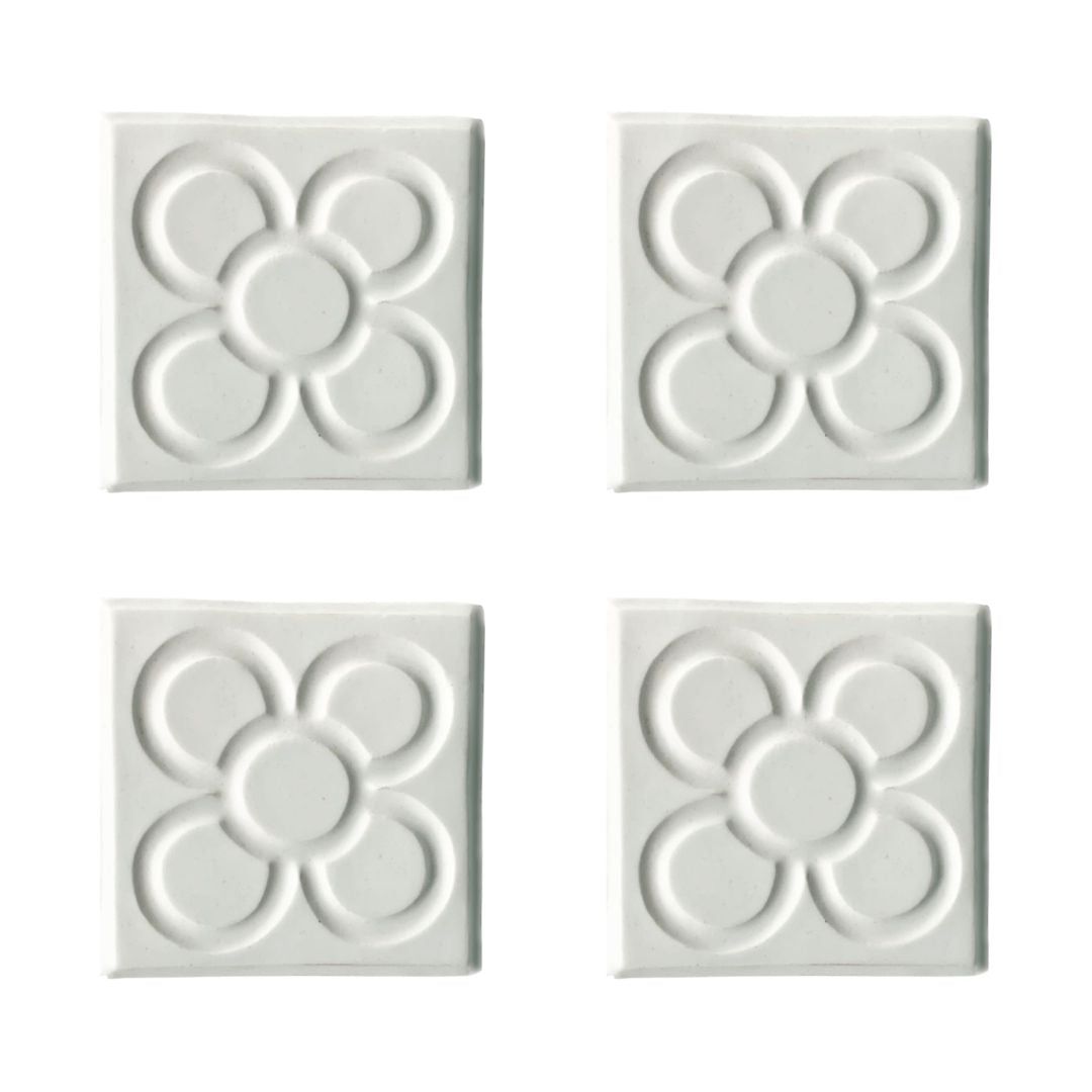 Barcelona Tile Coaster Set Flor All White by Bornisimo
