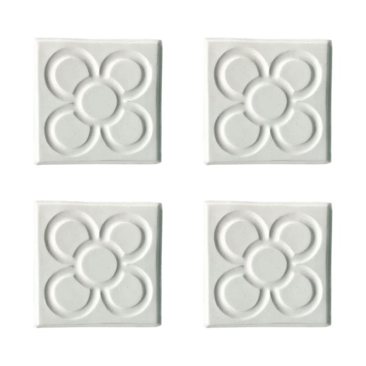 Barcelona Tile Coaster Set Flor All White by Bornisimo