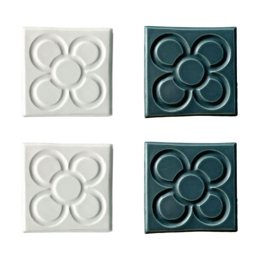 Barcelona Tile Coaster Set Flor White & Green Duo by Bornisimo