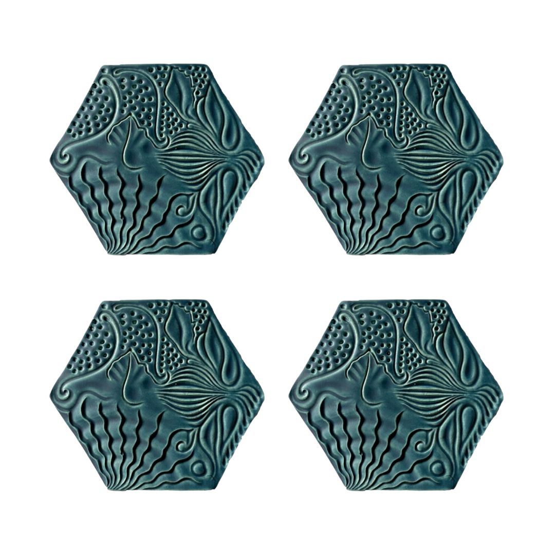 Barcelona Tile Coaster Set Panot All Green by Bornisimo