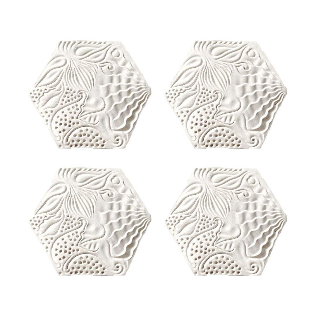 Barcelona Tile Coaster Set Panot All White by Bornisimo