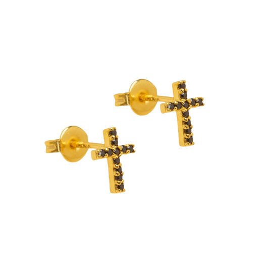 Earrings puces croix noir