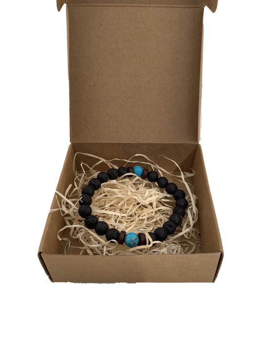 Black and green volcanic stone bracelet