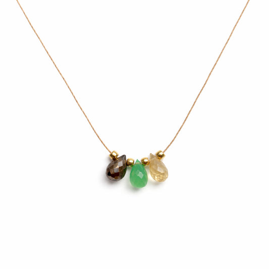 Une A Une Agate 3-Drop Necklace