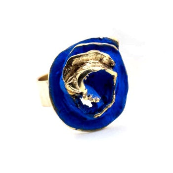 Hoch bronze open ring with blue patina
