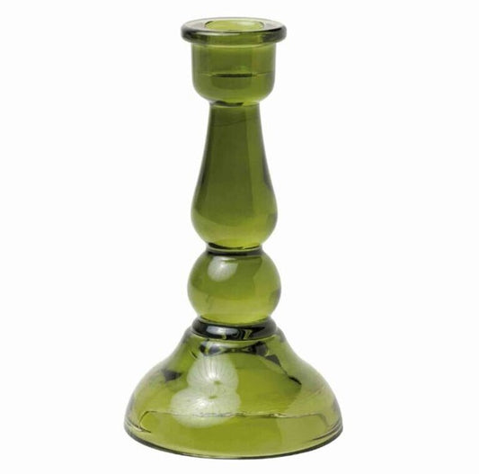 Paddywax Tall Glass Taper Holder - Green