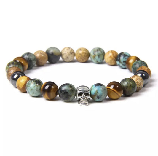 Turquoise rock bracelet - skull
