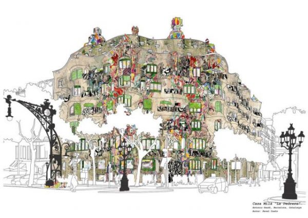 La pedrera vistas, barcelona print