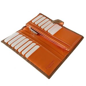 Elba brown/ orange leather wallet