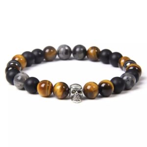 Pulsera rocas ojo de tigre – calavera